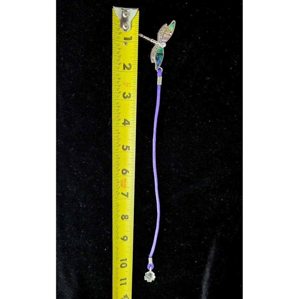 Artmarks by Cynthia Gale Dragonfly Genuine Abalone Wings Bookmark Purple Cord